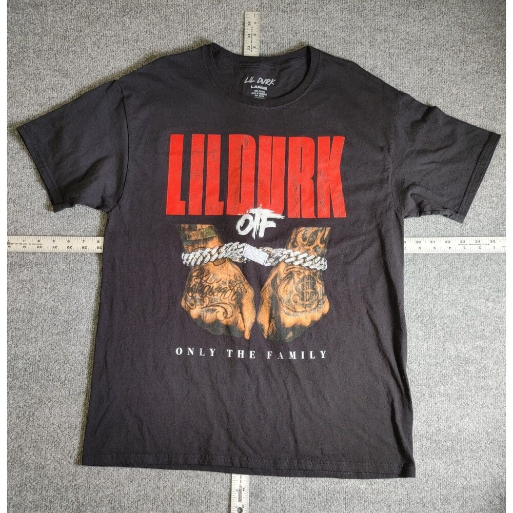 Lil Durk Only The Family Black T-Shirt Size Large Rapper Music 100% Cotton